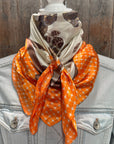 35X35" Orange and Brown Floral Wild Rag / Scarf WR3303