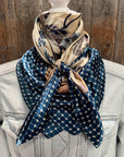 35X35" Tan and Blue Floral Wild Rag / Scarf WR3302