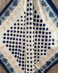 35X35" Navy and Cream Polka Dot Wild Rag / Scarf WR3161