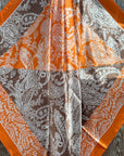 35X35" Orange and Brown Paisley Wild Rag / Scarf WR3159