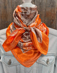 35X35" Orange and Brown Paisley Wild Rag / Scarf WR3159