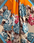 35X35" Aqua and Orange Floral Wild Rag / Scarf WR784