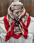 35X35" Cream / Red Four Leaf Clover Wild Rag / Scarf WR323