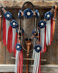 Classic Red, White and Blue Browband/One Ear Tack Set