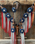 Classic Red, White and Blue Browband/One Ear Tack Set