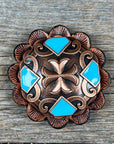 Copper Turquoise Western Concho W104