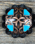 Copper Turquoise Western Concho W104