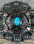 Antique Silver & Copper Turquoise Concho Concho W115
