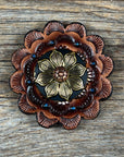 Black & Gold Sunflower Western Concho W125