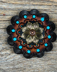 Black & Gold Sunflower Western Concho W125
