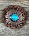 Copper Turquoise Round Western Concho W128