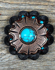 Copper Turquoise Round Western Concho W128