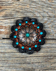 Copper Daisy Turquoise Western Concho W132