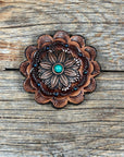 Copper Daisy Turquoise Western Concho W132