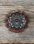 Antique Silver Floral Pinwheel Western Concho W227