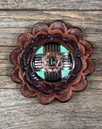 Antique Silver with Copper Flower Western Concho W190