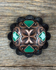 Copper Emerald Green Western Concho W209