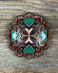 Copper Emerald Green Western Concho W209