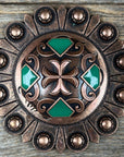 Copper Emerald Green Western Concho W209