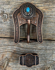 Copper Turquoise Oval Western Concho W179
