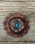 Copper Turquoise Oval Western Concho W179