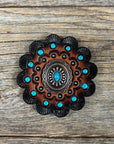 Copper Turquoise Oval Western Concho W179