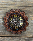 Floral Dots Antique Silver Western Concho W147