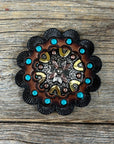 Floral Dots Antique Silver Western Concho W147