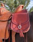 Premium Leather Saddle Bag with Hand Tooled Border- 9"