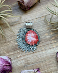 Sterling Silver Red Spiny Oyster Chief Head Pendant – Handmade by Artist Shay Pfeiffer