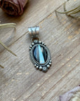 Sterling Silver Black Micarta & Lab Opal Inlay Pendant – Handmade by Artist Shay Pfeiffer