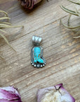 Sterling Silver Kingman Turquoise Cowboy Boot Pendant – Handmade by Artist Shay Pfeiffer