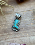 Sterling Silver Kingman Turquoise Cowboy Boot Pendant – Handmade by Artist Shay Pfeiffer