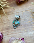 Sterling Silver Pilot Mountain Turquoise Heart Pendant – Handmade by Artist Shay Pfeiffer