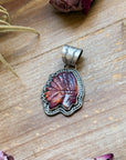 Sterling Silver Sunset Purple Spiny Oyster Chief Head Pendant – Handmade by Artist Shay Pfeiffer