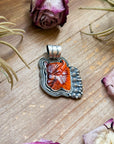 Sterling Silver Autumn Spiny Oyster Buffalo Pendant – Handmade by Artist Shay Pfeiffer