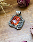 Sterling Silver Autumn Spiny Oyster Buffalo Pendant – Handmade by Artist Shay Pfeiffer