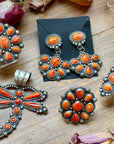 Sterling Silver Orange Spiny Oyster Half Cluster Dangle Earrings – Artist Shay Pfeiffer