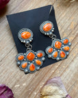 Sterling Silver Orange Spiny Oyster Half Cluster Dangle Earrings – Artist Shay Pfeiffer