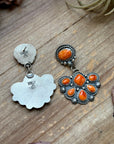 Sterling Silver Orange Spiny Oyster Half Cluster Dangle Earrings – Artist Shay Pfeiffer
