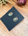 Sterling Silver Rising Phoenix Turquoise Stud Earrings – Handmade by Artist Jason Ogg