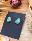 Sterling Silver Sonoran Mountain Turquoise Stud Earrings – Handmade by Artist Jason Ogg