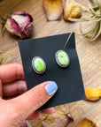 Sterling Silver Palomino Variscite Stud Earrings, Artist Jason Ogg