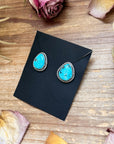 Sterling Silver Whitewater Turquoise Stud Earrings, Artist Jason Ogg