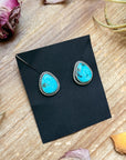 Sterling Silver Whitewater Turquoise Stud Earrings, Artist Jason Ogg
