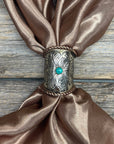Silver Engraved with Turquoise Wild Rag Slides - Assorted