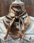 35X35" Yellow and Tan Paisley Wild Rag / Scarf WR2142