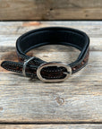 Tooled Turquoise and Gold Leather Beaded Dog Collar