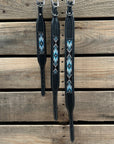 Tooled Light Blue Leather Beaded Dog Collar