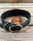 Tooled Light Blue Leather Beaded Dog Collar